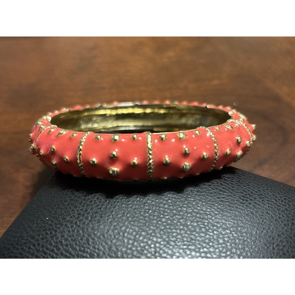 LILLY PULITZER - Gold Tone, Pink Enamel Oval Bangle Bracelet